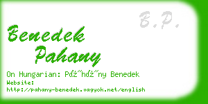 benedek pahany business card